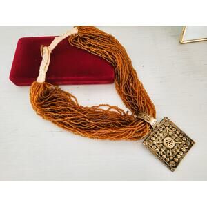 Vintage Multi Strand Beaded India Necklace